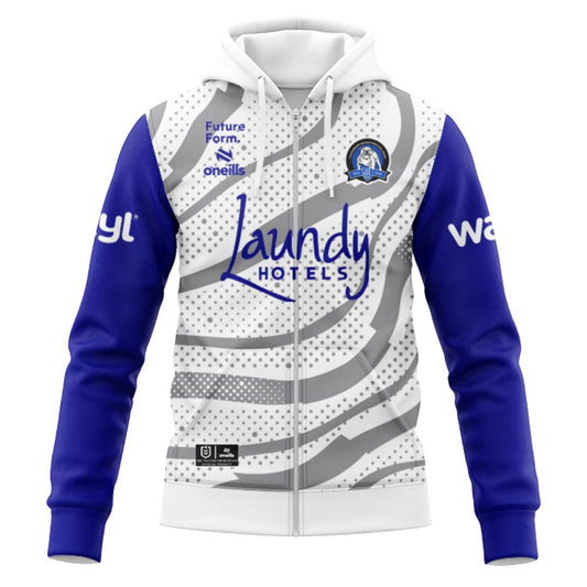 Canterbury Bankstown Bulldogs 2025 White Training Hoodie with Zipper