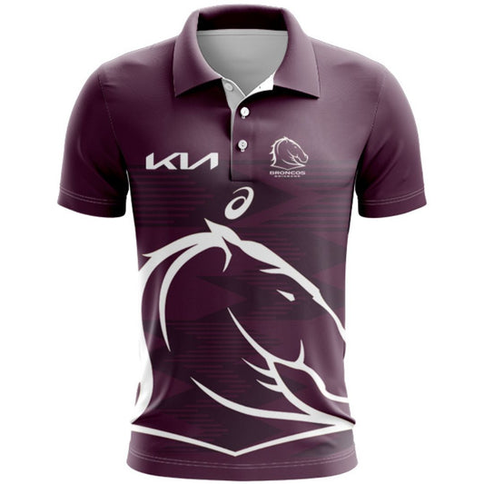 2024 Brisbane Broncos Run Out Polo Shirt