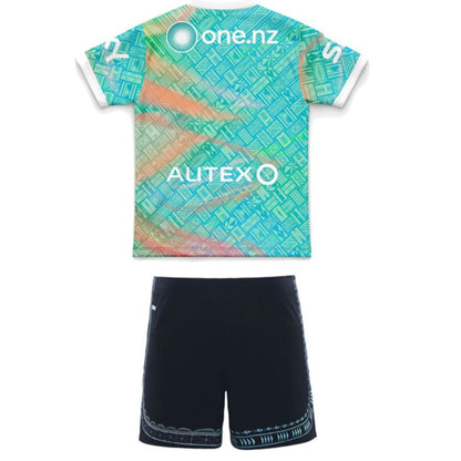 2025 New Zealand Warriors Kids Pasifika Shirt and Shorts Kit