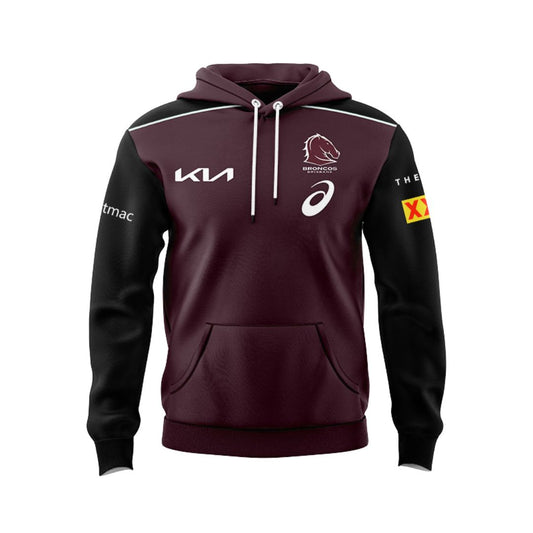 Brisbane Broncos 2025 Black Sleeve Hoodie