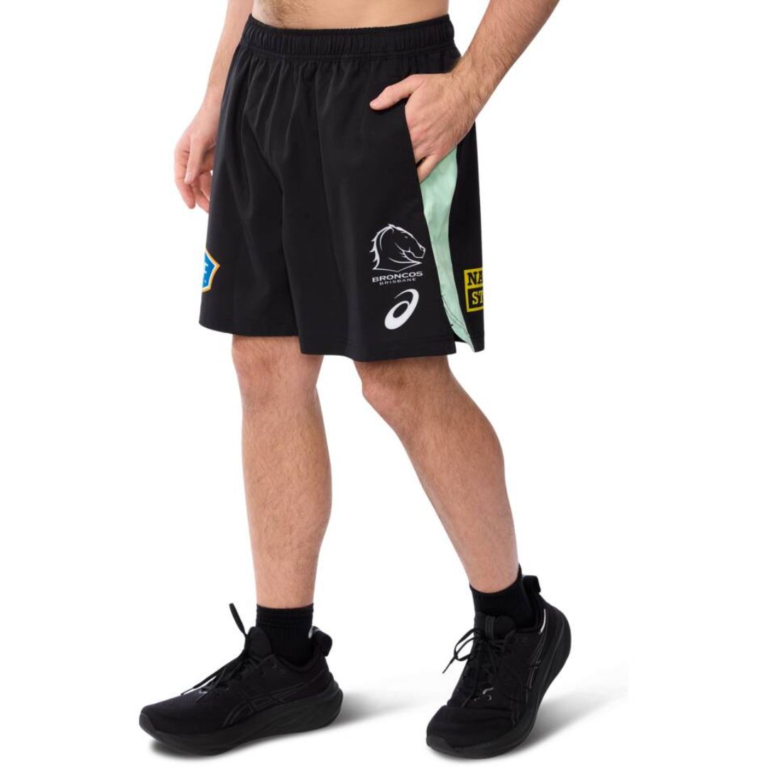 Brisbane Broncos 2025 Long Black Training Gym Shorts