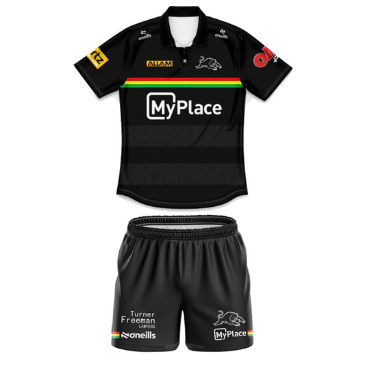 Penrith Panthers 2025 Kids Training Polo Shirt and Shorts Kit
