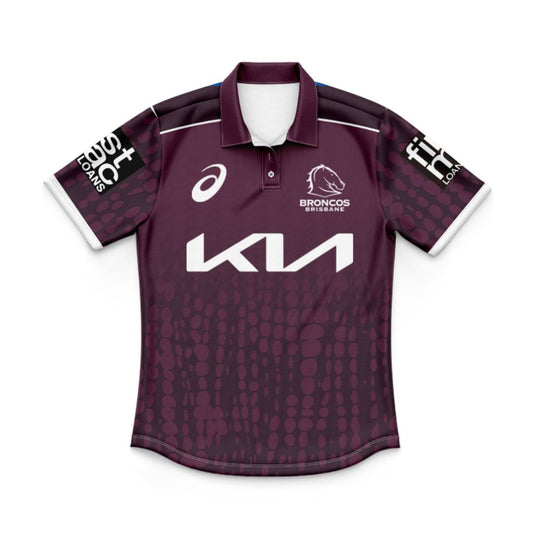 Brisbane Broncos 2025 Kids Maroon Training Polo Shirt