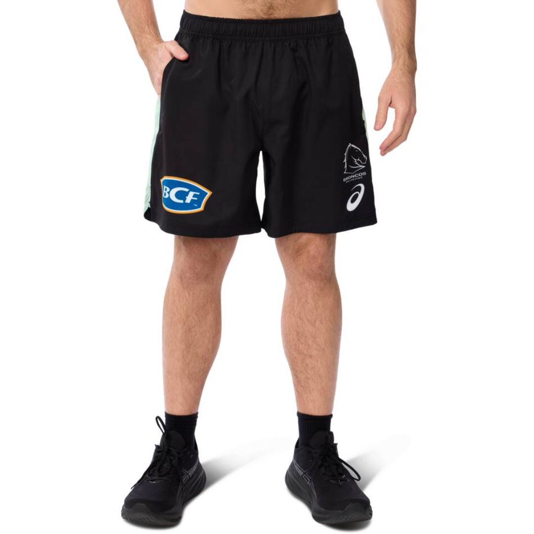 Brisbane Broncos 2025 Long Black Training Gym Shorts