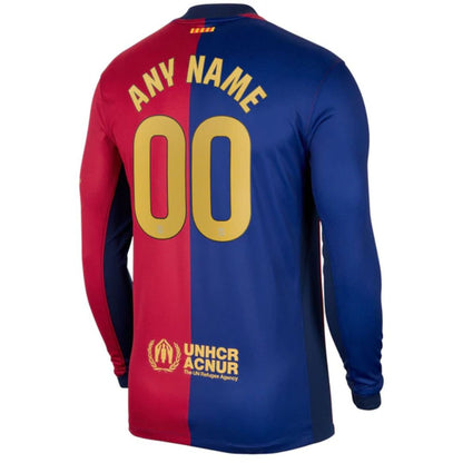 Barcelona 2024/25 Long Sleeve Home Jersey Shirt (Add Your Own Name & Number)