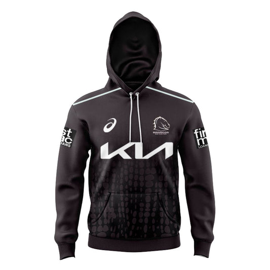 Brisbane Broncos 2025 Kids Black Training Hoodie
