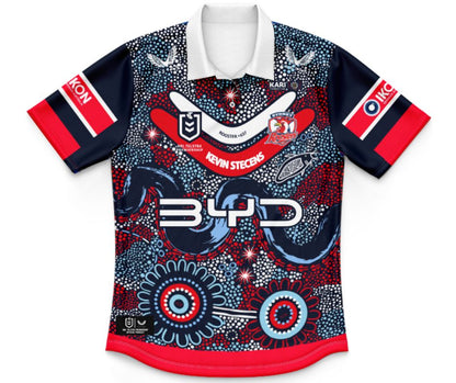 Sydney Roosters 2025 Kids Indigenous Polo Shirt