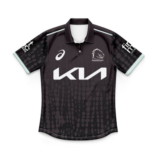 Brisbane Broncos 2025 Kids Black Training Polo Shirt