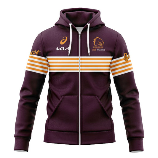 Brisbane Broncos 2025 Members Hoodie with Zipper