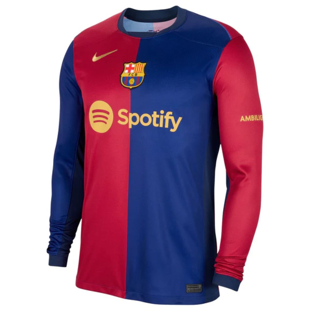 Barcelona 2024/25 Long Sleeve Home Jersey Shirt (Add Your Own Name & Number)