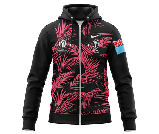 Fiji 2023 Rugby World Cup Away Stadium Hoodie with Zipper