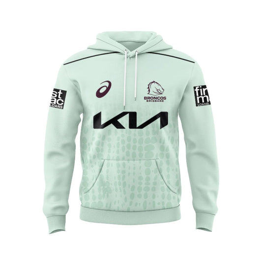Brisbane Broncos 2025 Mint Green Training Hoodie