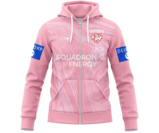 St George Illawarra Dragons 2025 Pink Training Hoodie with Zipper