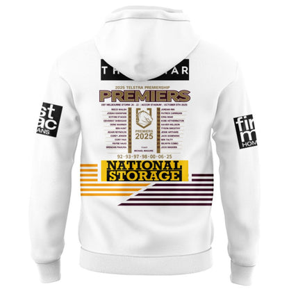 Brisbane Broncos 2025 Premiers Hoodie with Zipper