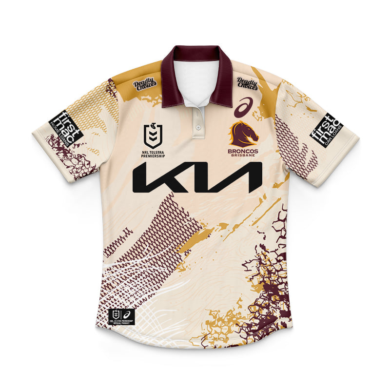 Brisbane Broncos 2025 Kids Indigenous Polo Shirt