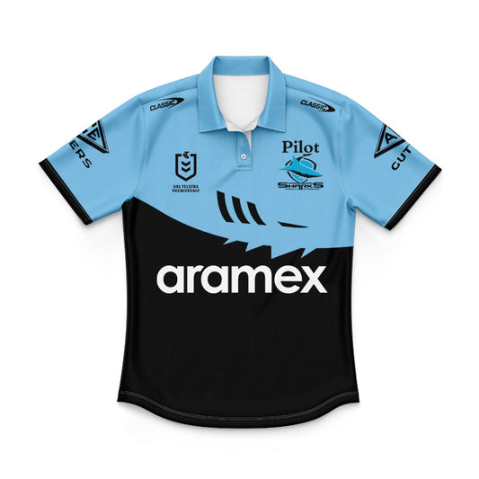 Cronulla Sutherland Sharks 2025 Kids Blue Training Polo Shirt