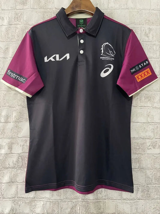 2024 Brisbane Broncos Black Front Polo Shirt
