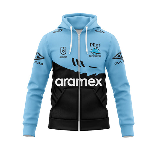Cronulla Sutherland Sharks 2025 Blue Training Hoodie with Zipper