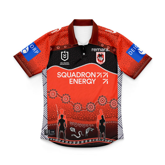 St George Illawarra Dragons 2025 Kids Indigenous Polo Shirt