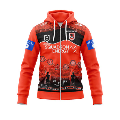 St George Illawarra Dragons 2025 Indigenous Hoodie with Zipper