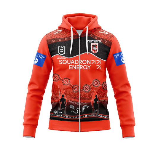 St George Illawarra Dragons 2025 Indigenous Hoodie with Zipper